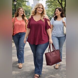 NWT Cold Shoulder Blouse size  18/wine color 🌹BC 106